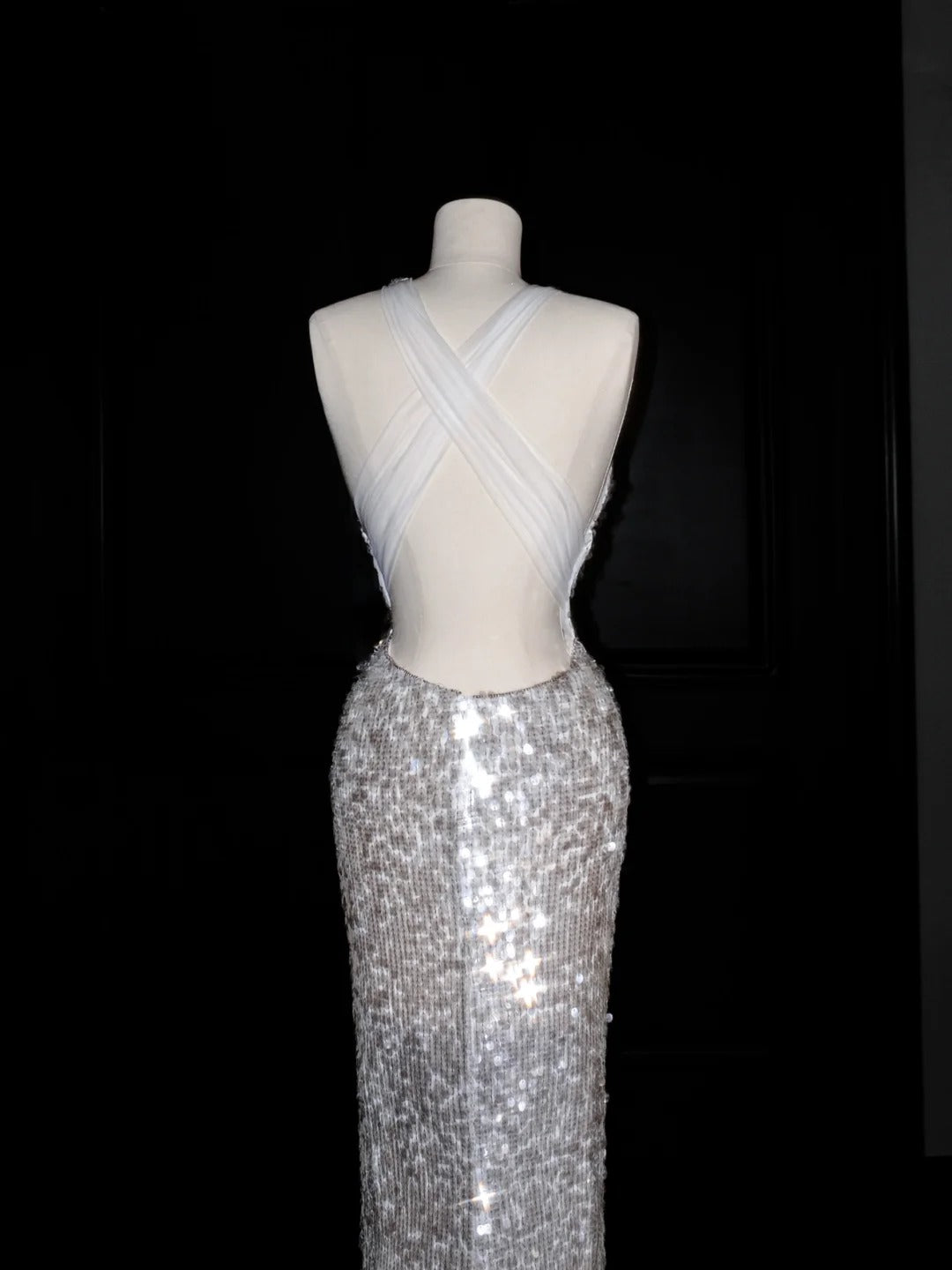 Sexy Backless Deep V Neck Mermaid Sequin Prom Dresses Gorgeous Formal Evening Dresses- RF0467