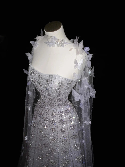 Sweet Light Purple Tulle A-Line Sequin Applique Wedding Dress Formal Evening Dress RF0509