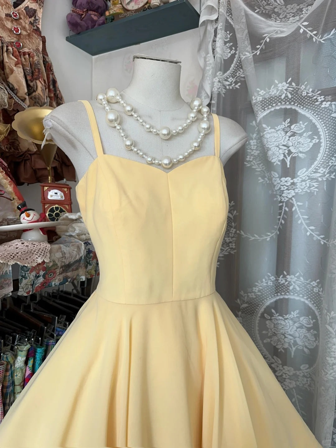 Glam Butter Gelb Spaghettiträger Chiffon A-Linie Abendkleid Homecoming Kleid RF0584