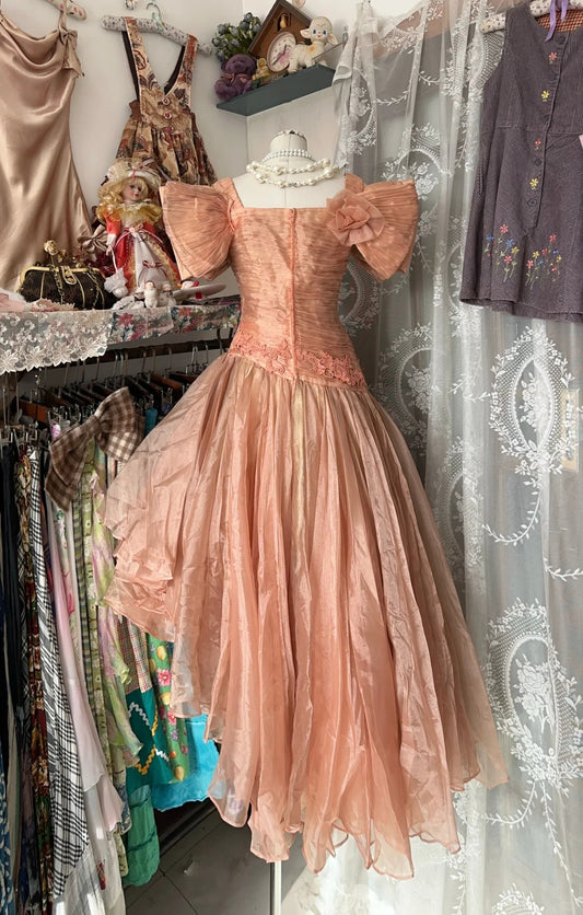 Gorgeous Orange V-neck A-Line Tulle Prom Dresses Birthday Evening Dress RF0586