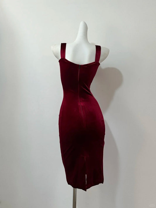 Elegante Burgund Spaghettiträger Bodycon Satin Kurze Ballkleider Formale Abendkleider RF0699
