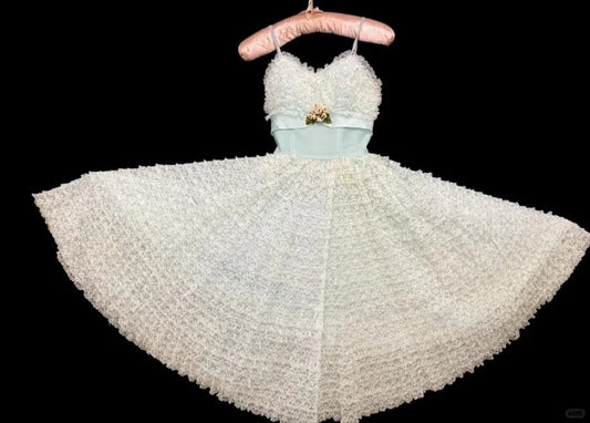 Süßes Tiffany Blau Spaghettiträger A-Linie Tüll Spitze Kurzes Ballkleid Homecoming Kleid RF0739