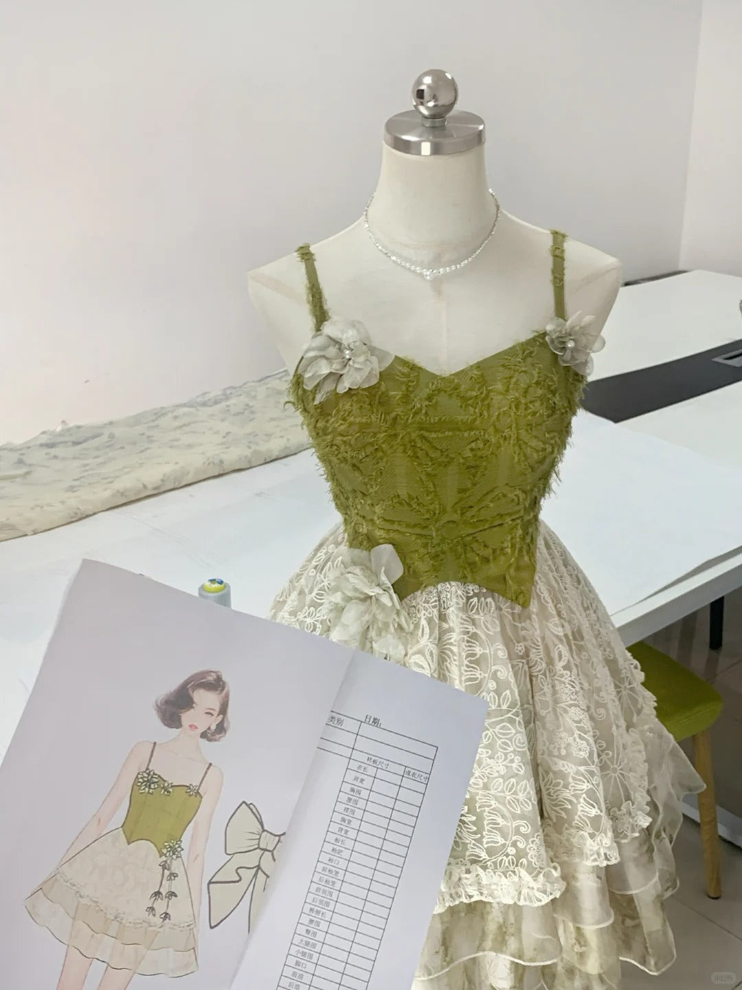 Cute Olive Green Spaghetti Straps A-Line Lace Tulle Short Prom Dresses Homecoming Dress RF0753