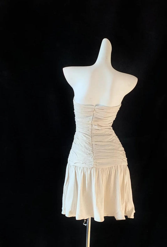 Schlichtes Apricot Trägerloses A-Linie Kurzes Ballkleid Homecoming Kleid RF0768