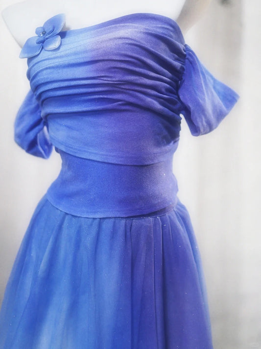 Wunderschöne Lila Off Schulter A-Linie Chiffon Kurze Ballkleider Geburtstag Abendkleider RF0851