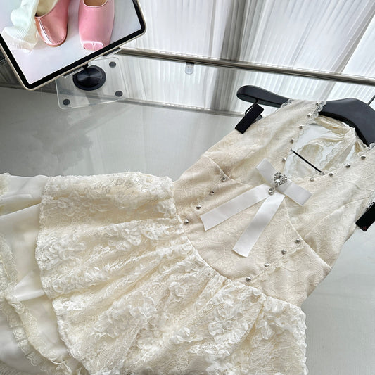 Süßes Apricot Neckholder A-Linie Spitze Kurzes Geburtstagskleid, Modisches Homecoming Kleid RF0964