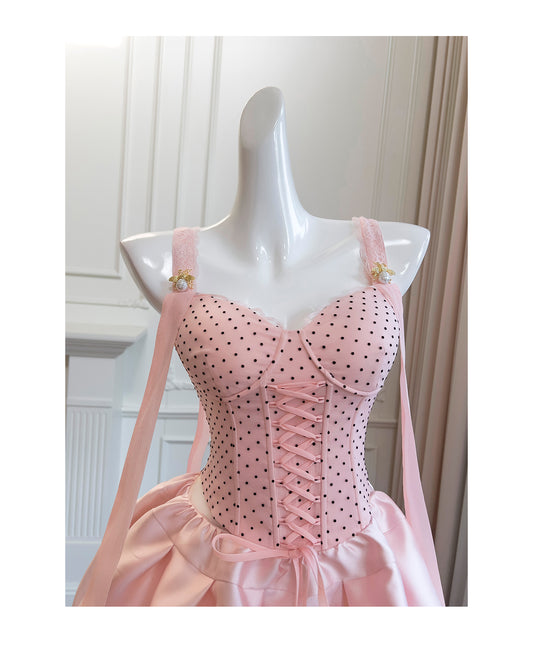 Atemberaubendes rosa Satin Spaghettiträger Korsett Kurzes Partykleid Sweet 16 Kleid RF0984