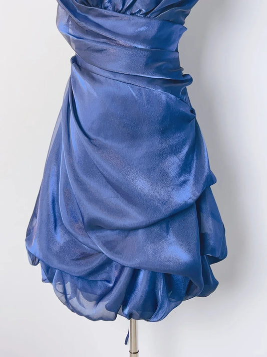 Vintage A line Halter 9th Grade Royal Blue Short Senior Inspo Birthday 18th Party Outfits Homecoming Dresses RB3898