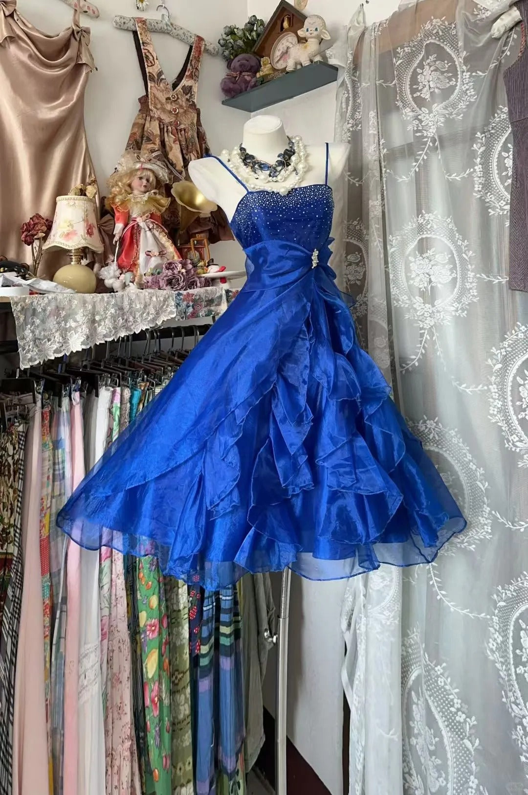 Süßes Ballkleid Spaghettiträger Royalblau 16. Geburtstag Kleid Homecoming Outfits N3600