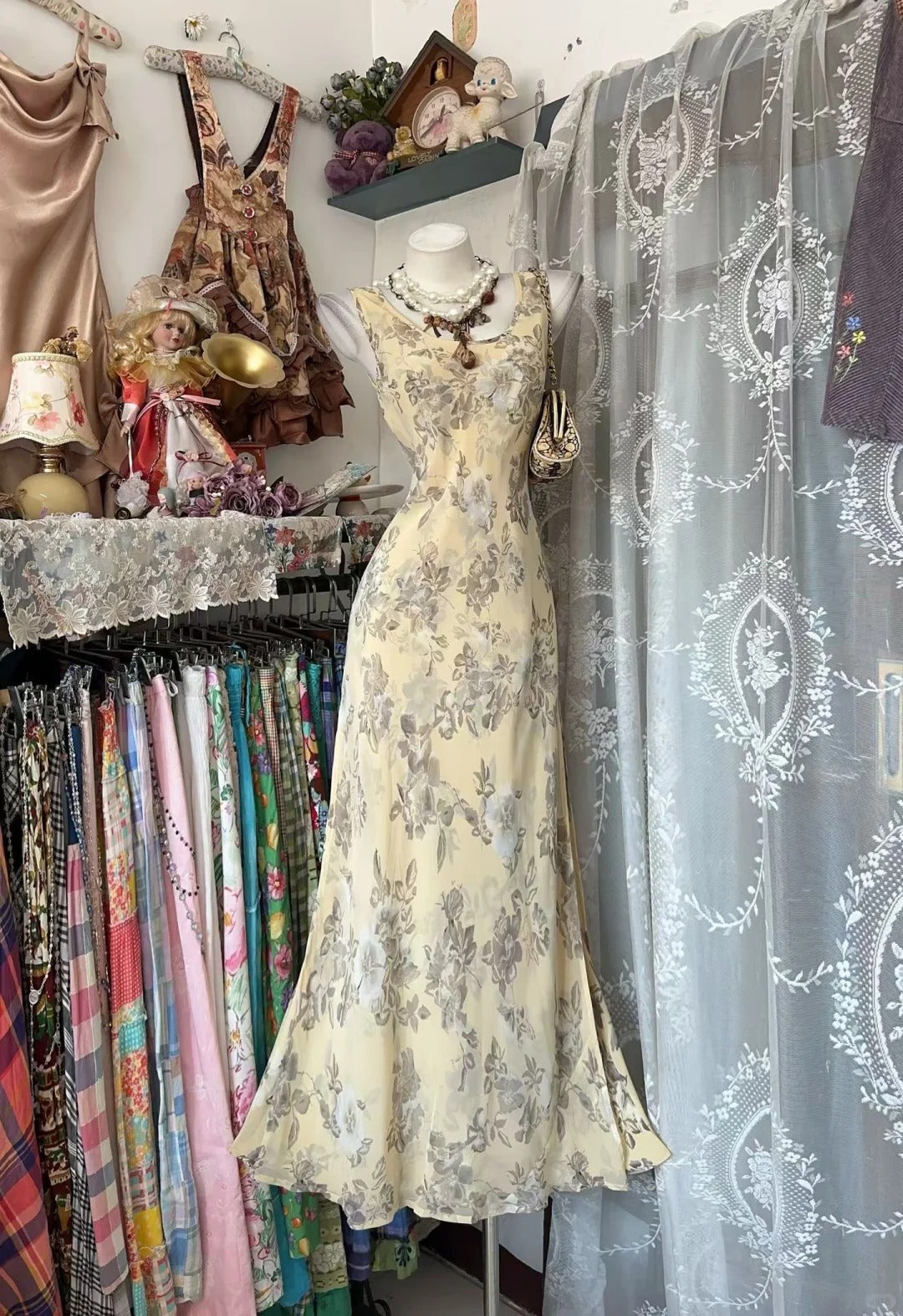 Mermaid Prom Dress Square Floral Chiffon Modest Floor Length Formal Party Gown RB9799