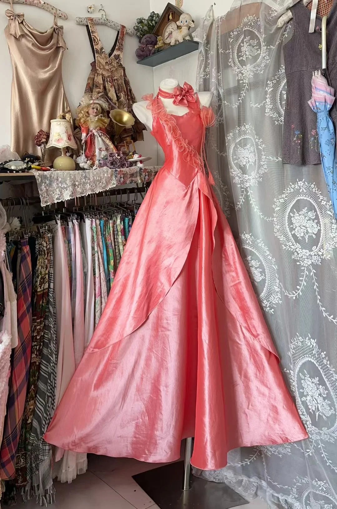 prom dress inspo Vintage Dresses Aesthetic Ball Gown Halter Pink Long Formal – RubyFashionDress Dress Color( Please select Men's Summer Hiking Clothes: Women's Mini Dress America Size:14