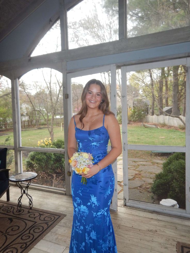 Élégante Robe de Bal Sirène Bleu Roi à Bretelles Fines Sans Manches pour Femmes Filles Adolescentes N2283