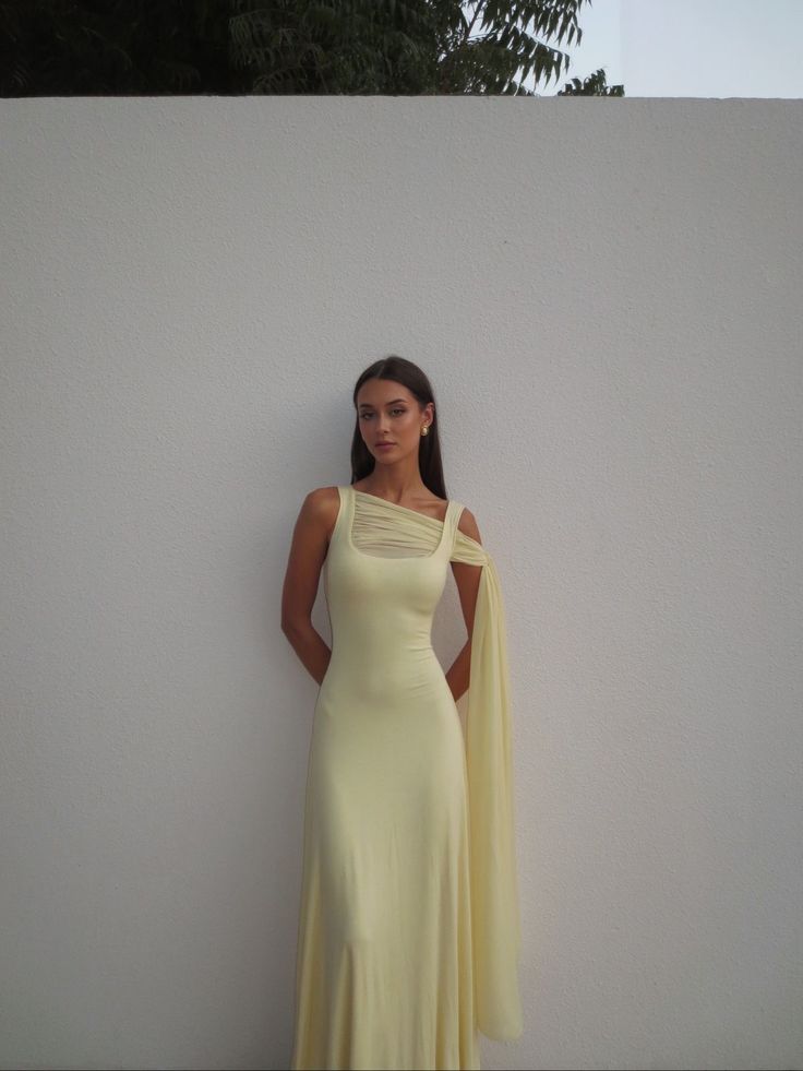 Classy Mermaid Square Neck Slim Yellow Long Formal Fancy Prom Evening – RubyFashionDress