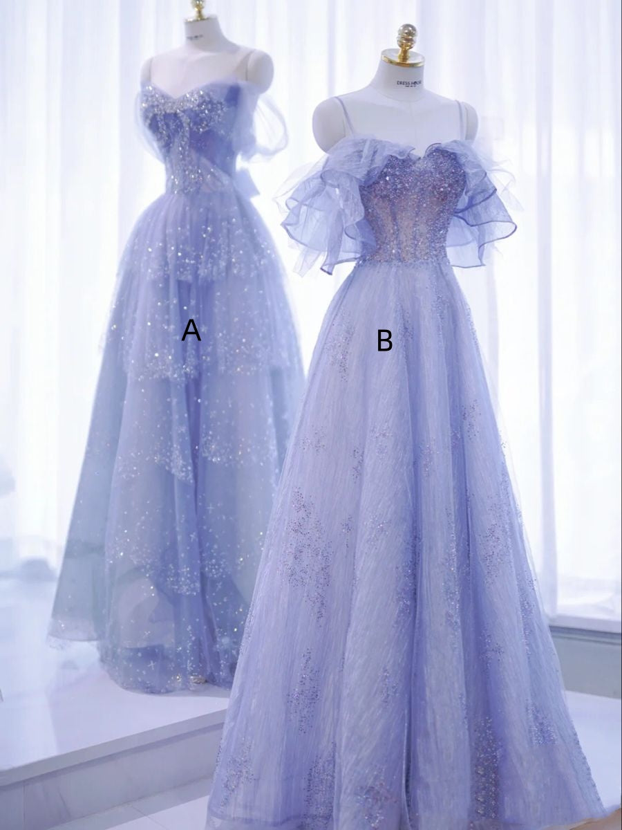 Robe de bal unique en tulle à sequins et coupe trapèze, robe de soirée longue et formelle, Vestidos De Dia AB594