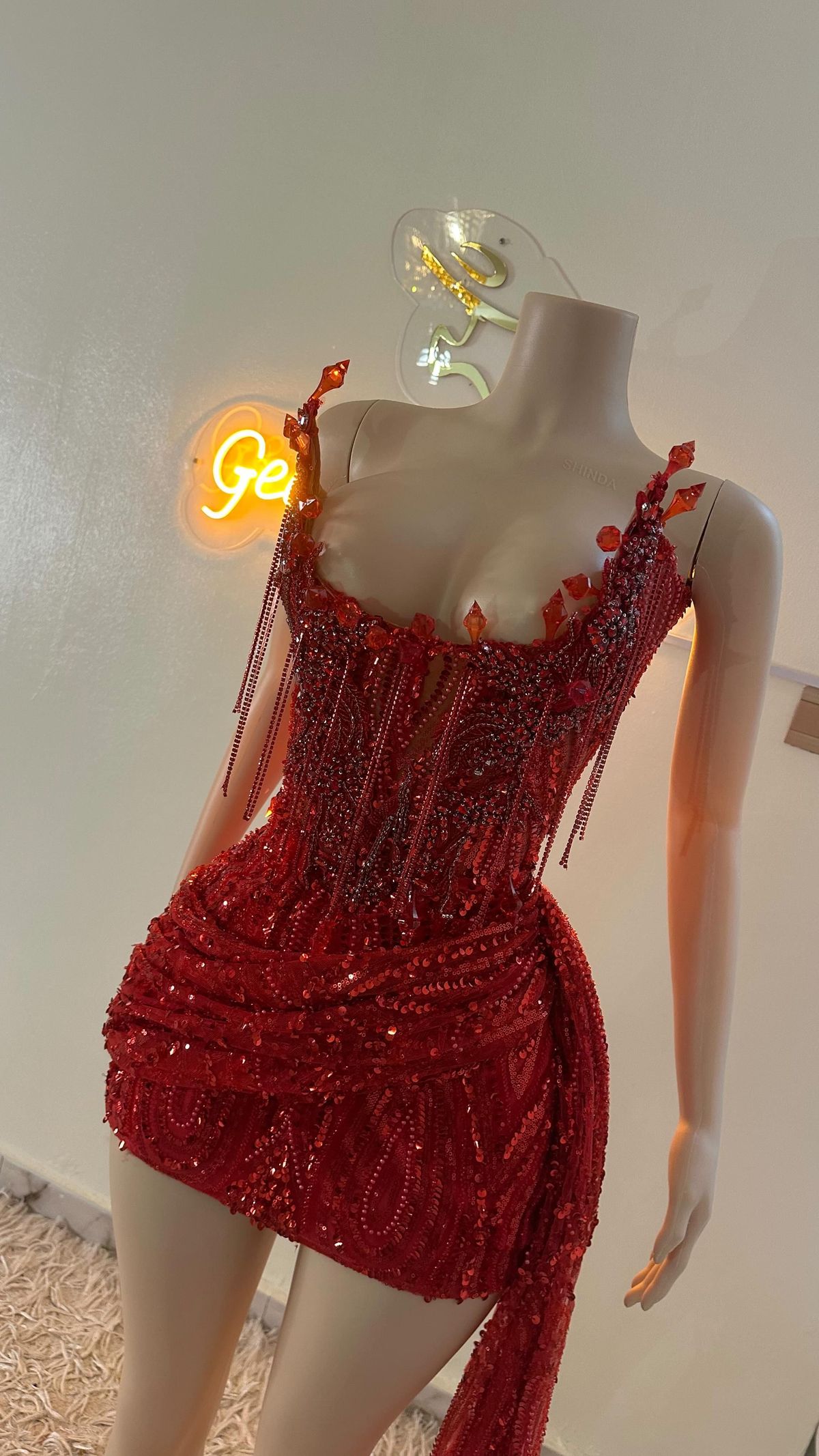 Robe fourreau sexy sans bretelles à sequins rouges, courte, pour un 16e anniversaire, robe de soirée, robe de cocktail AB815