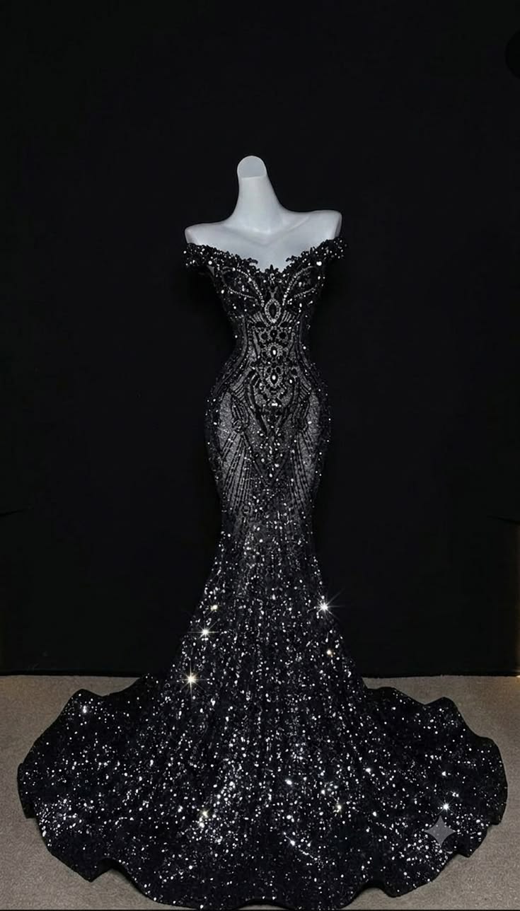 Elegant Mermaid Off The Shoulder Black Sequined Long Prom Dresses Inspiration Party For Outfits Every Occasion Formal Gown RB8952