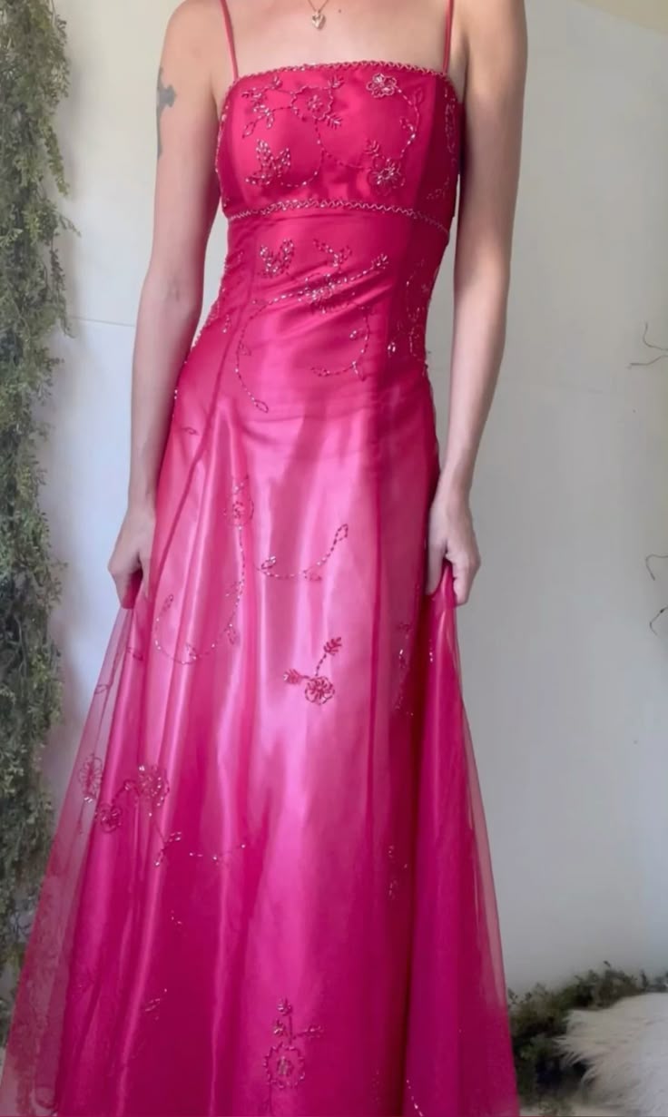 Robe de soirée longue sans manches rose à bretelles spaghetti et jupe trapèze superposée style Y2K, Robe de bal pour 21e anniversaire N2400