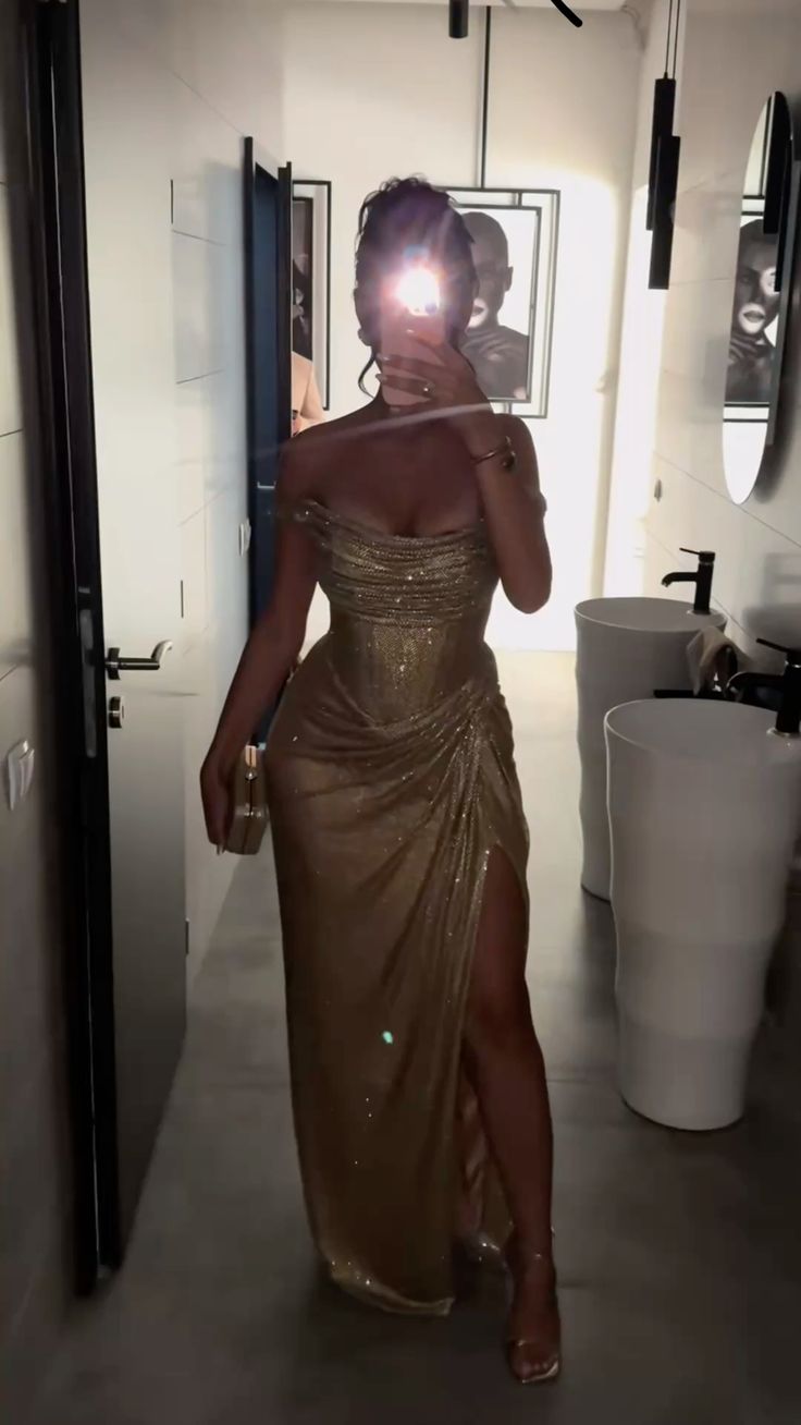 Modest Mermaid Off The Shoulder Champagne Long Formal Gown With Slit Prom Dresses Evening Gowns AB830
