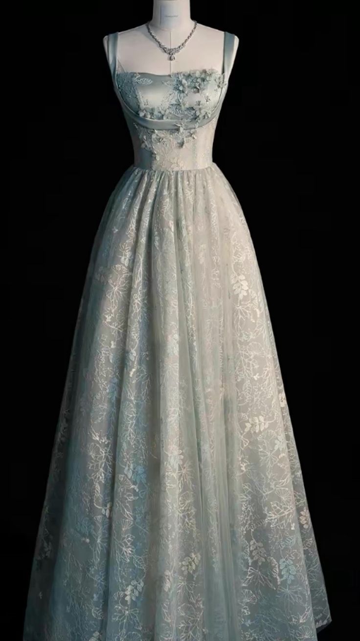 Robe de soirée longue unique en dentelle vert sauge, coupe trapèze, col carré, pour adolescentes (AB603)