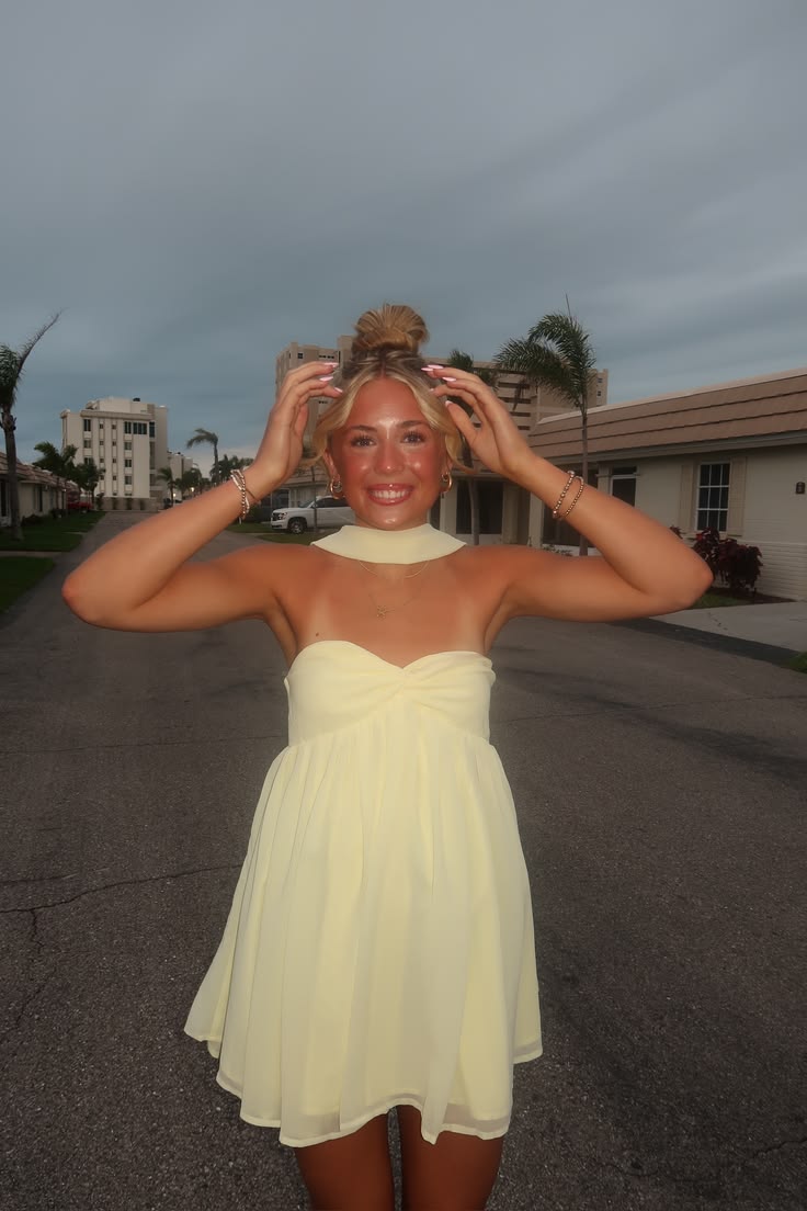 Sexy Homecoming Outfit Ideas A Line Sweetheart Yellow Chiffon With Scarf High School Ideas Inspo Senior Party Graduation Dresses RB7314