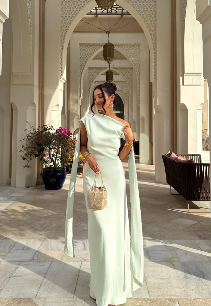 Sexy One Shoulder With Sleeves Mint Green Long Prom Dresses Mermaid For Women N4164