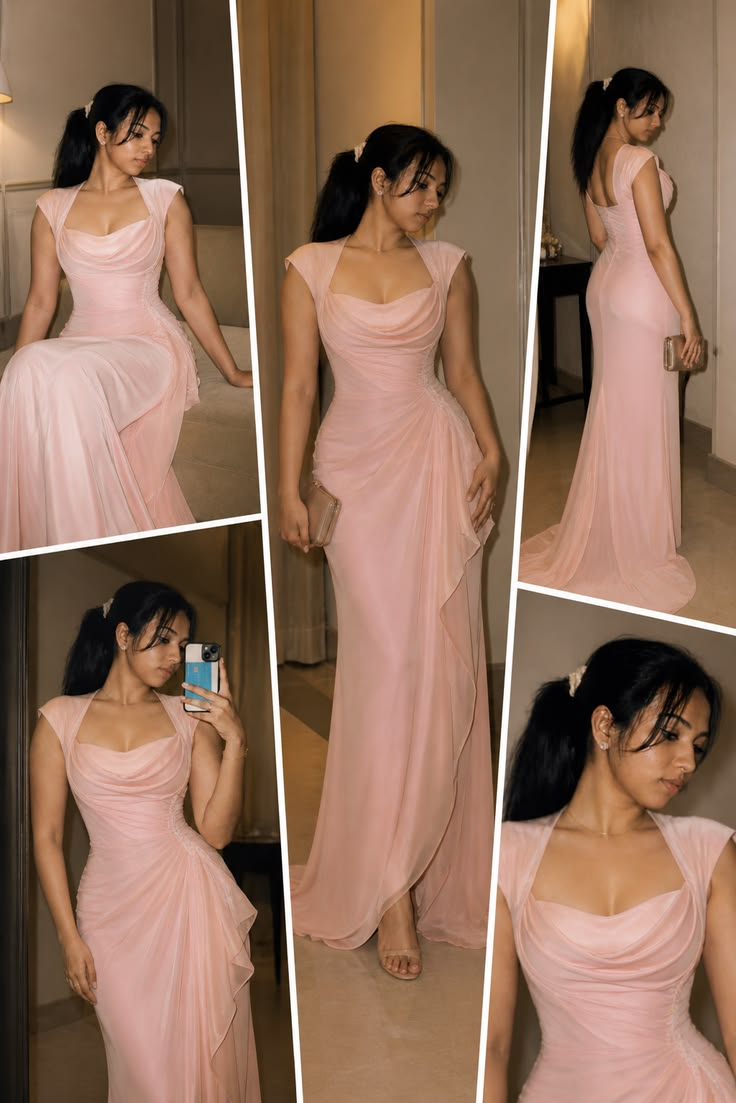 Elegant Prom Dresses Mermaid Strapless Pink Chiffon For Teens Gilrs Women Long Formal Dress RC1367