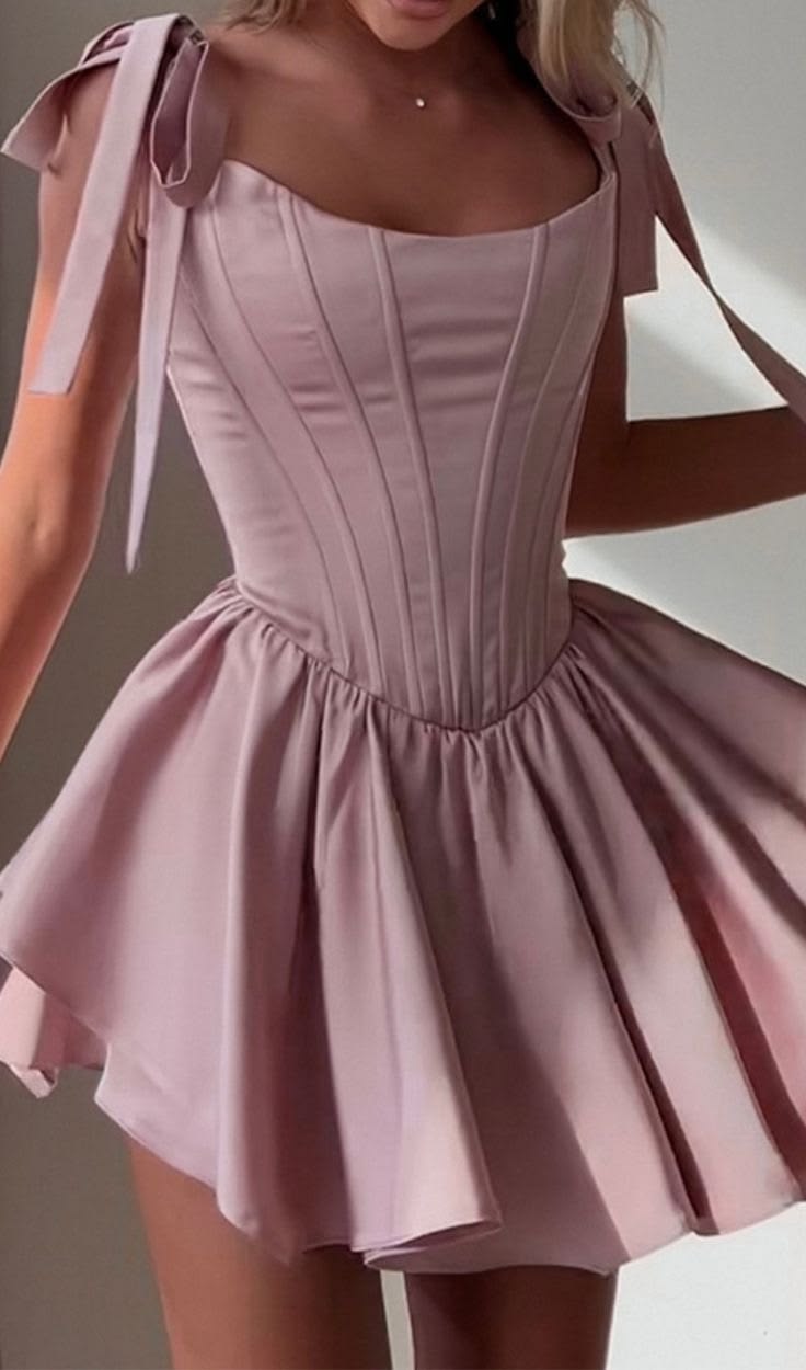 Flirty kurze Homecoming Kleider Ballkleid Spaghettiträger Rosa mit Schleife Abschlussball Mini Hoco Kleid RB4666