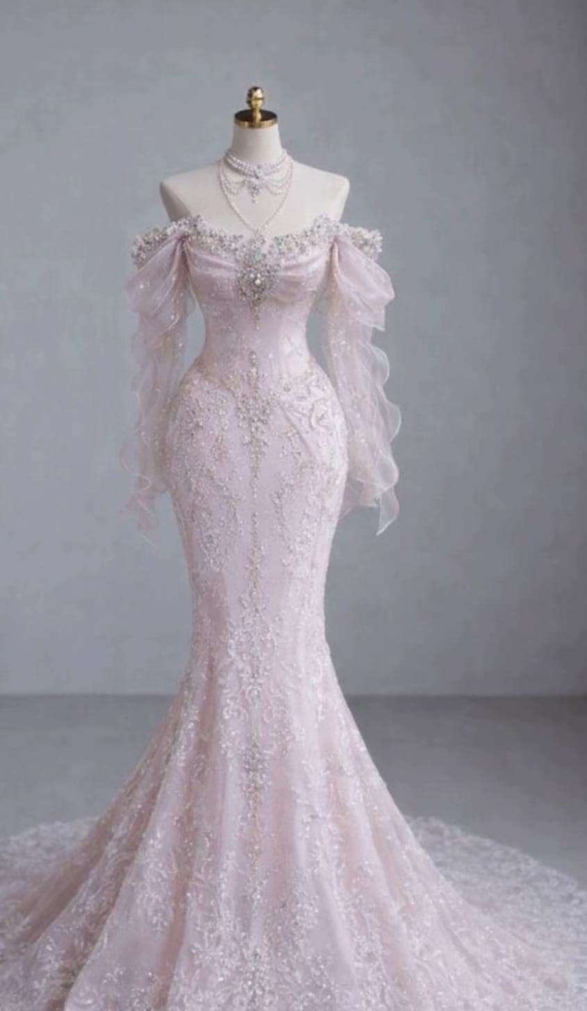 Elegant Wedding Gown Mermaid Off The Shoulder Lace Long Autumn Winter Bridal Dress Wedding Dresses RB8957