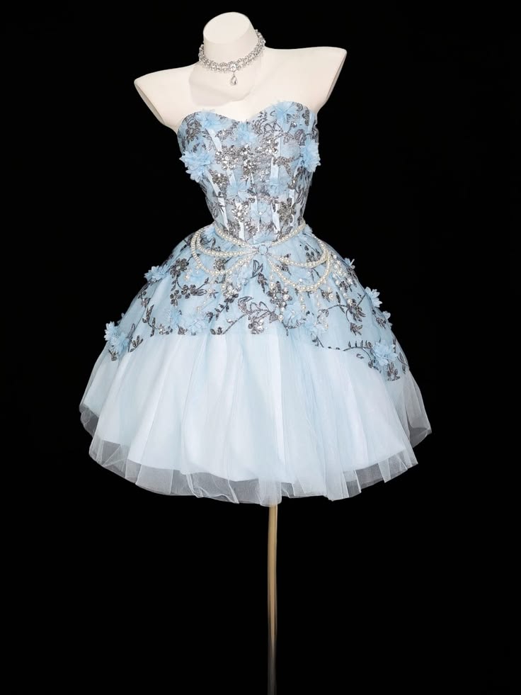 Pretty Ball Gown Sweetheart Blue With Lace Homecoming Dress Inspo Short High School Senior For Teens Graduation Dresses RB6911