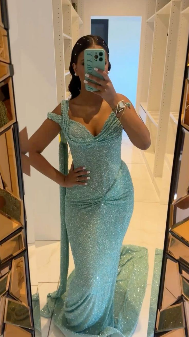 Superbes robes de bal sirène bustier cœur avec ruban vert menthe sequin longue robe de soirée N2475