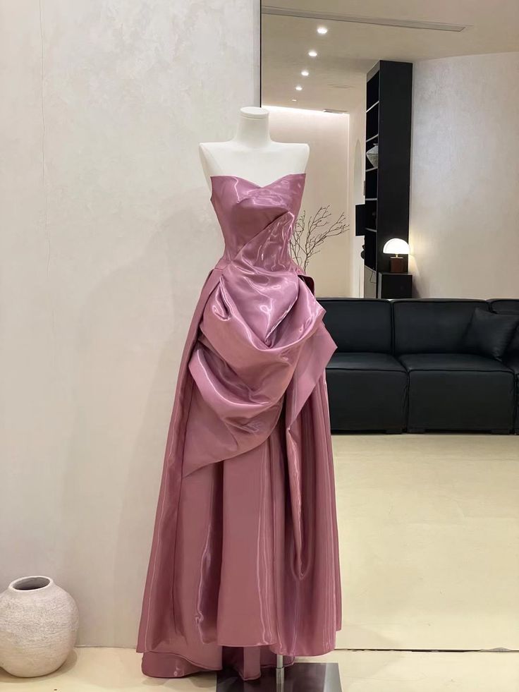 Damen Abendkleider A-Linie Sweetheart Lange festliche Kleider Rosa Partykleider Ballkleider N2360