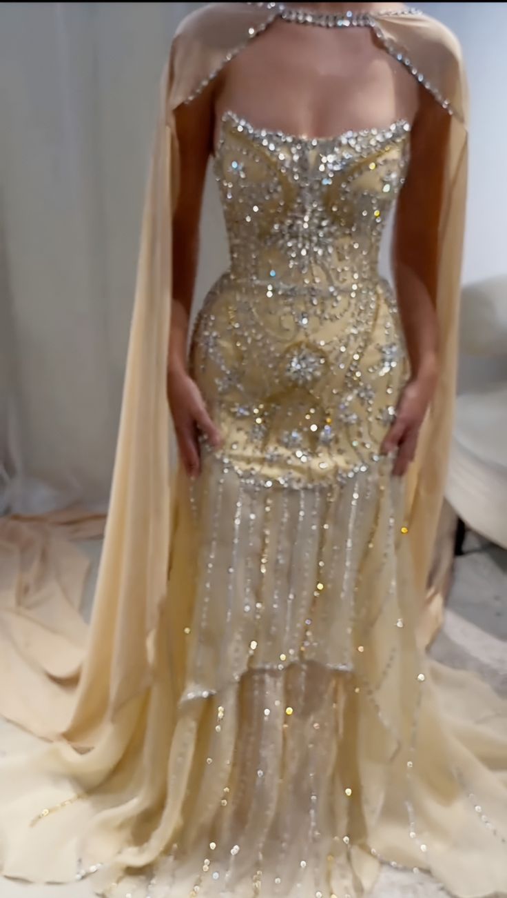 Robe de soirée bustier à manches courtes, ornée de perles de cristal brillantes et luxueuses, dos bandage, style sirène, modèle N899