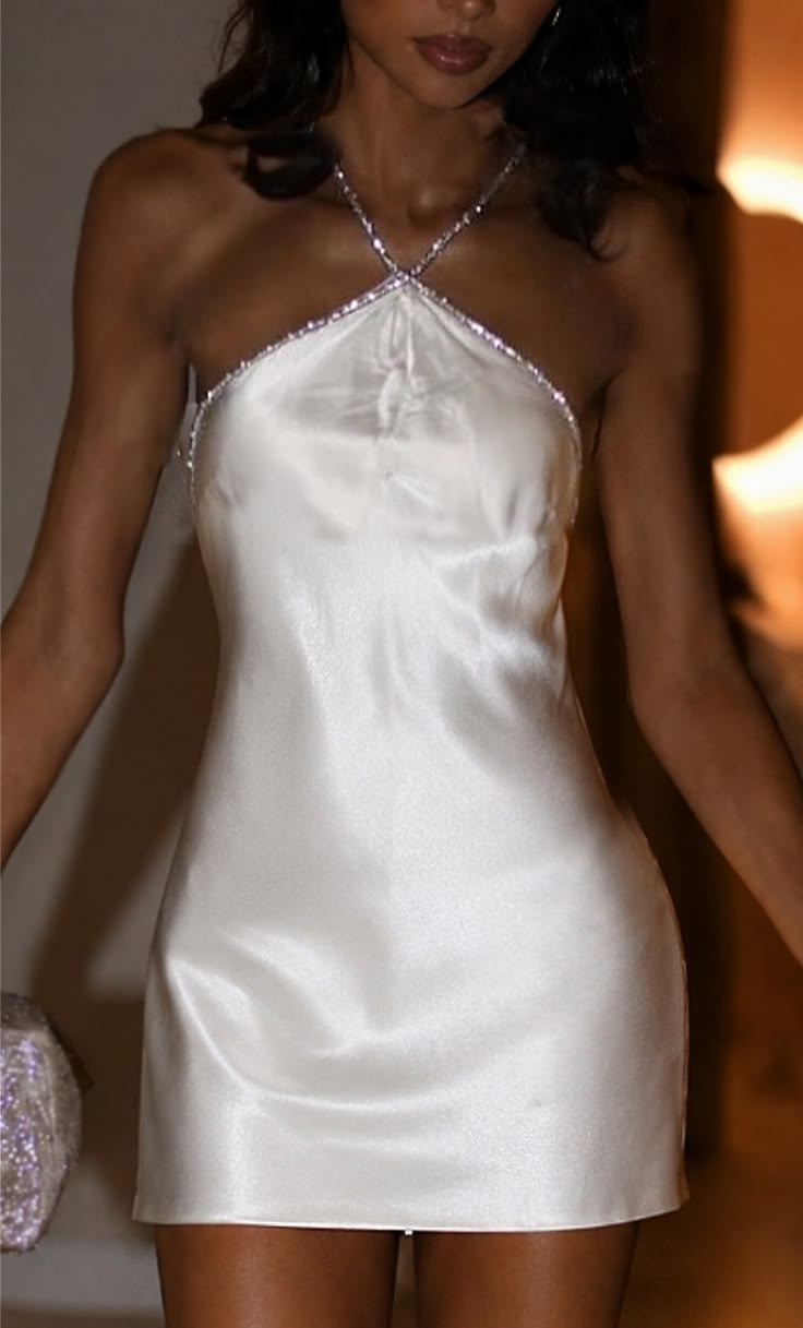 Sexy Satin White Hoco Dress Halter Sleeveless Tight Fit Short Homecoming Party Dress RB9216