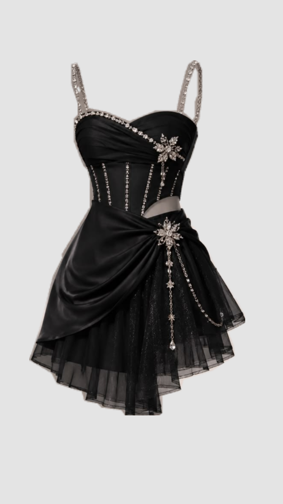 Short Hoco Dress A Line Spaghetti Straps Little Black Chiffon Mini Graduation Party Dresses RC1239