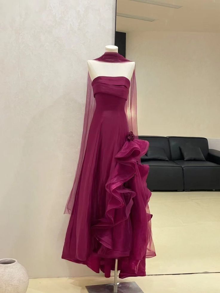 Robes de Soirée Femme Robe Longue Fourreau Bustier Bordeaux Robes de Bal Robes de Fête N2361