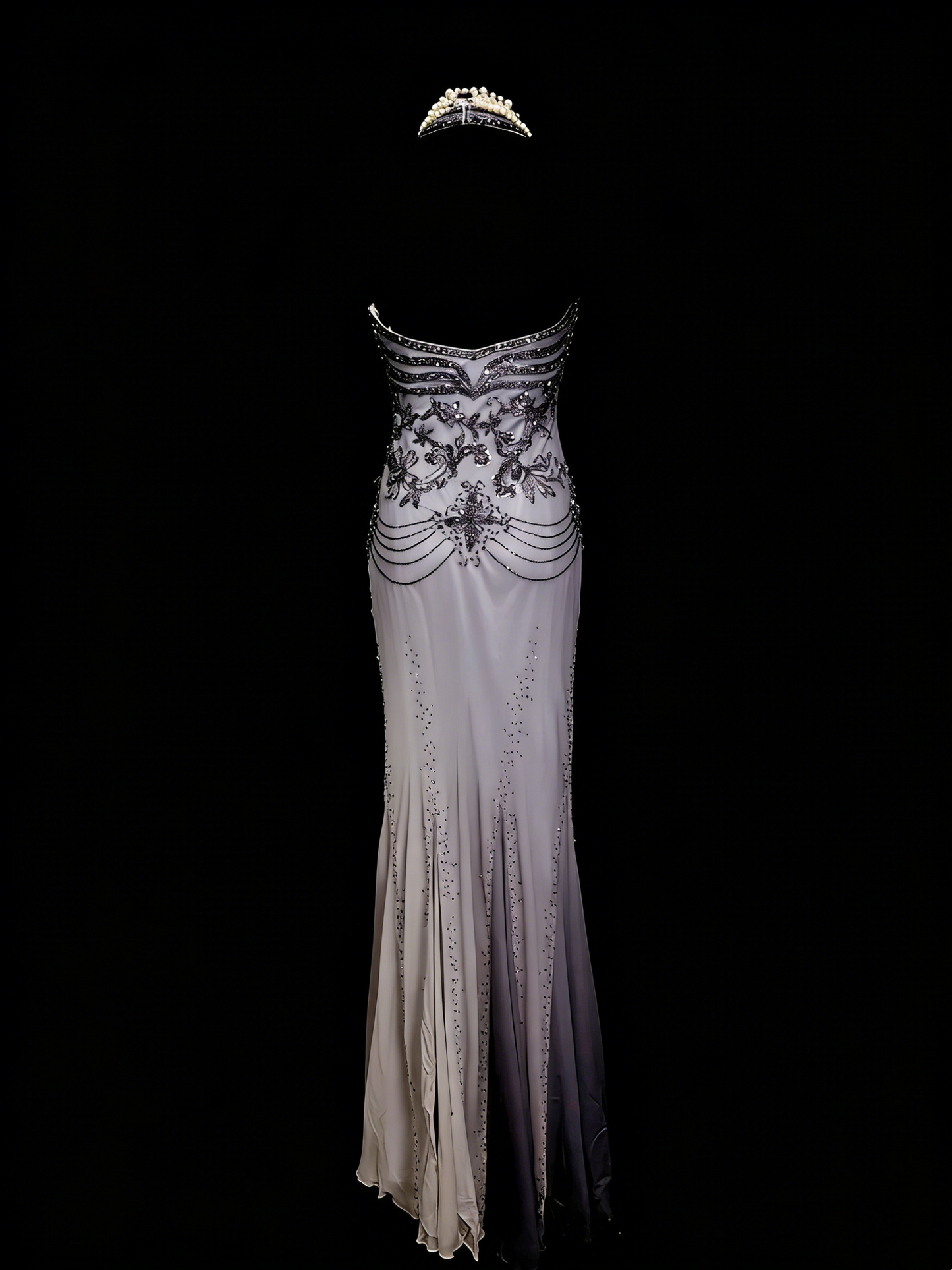 Vintage-Stil: Meerjungfrauen-Kleid mit Spaghettiträgern im Stil der 80er, 70er und 90er Jahre, grau, für College, Abschlussball oder andere festliche Anlässe (N1144)