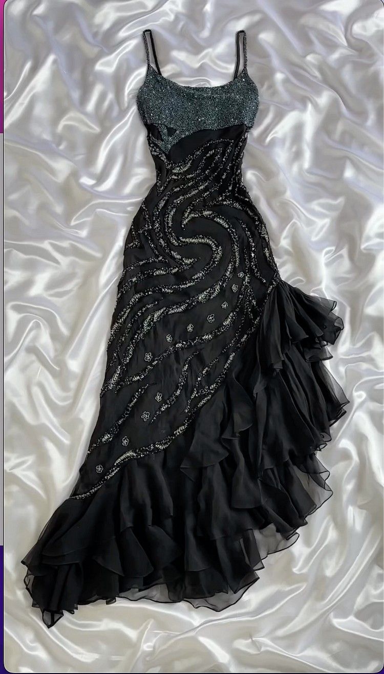 Funkelndes Meerjungfrauen-Chiffonkleid mit Spaghettiträgern, schwarz, für Damen, Partykleid, formelles Ballkleid, 22. Geburtstagskleid AB1447