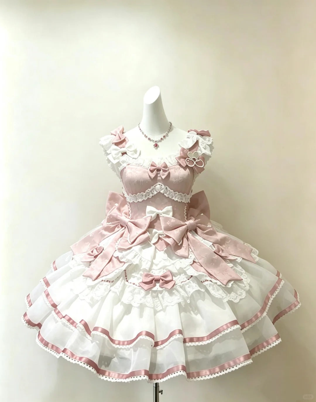 Robe de bal romantique, col carré, en satin rose, dentelle blanche avec nœuds, robe Lolita, robes de bal, tenues Hoco RB4687