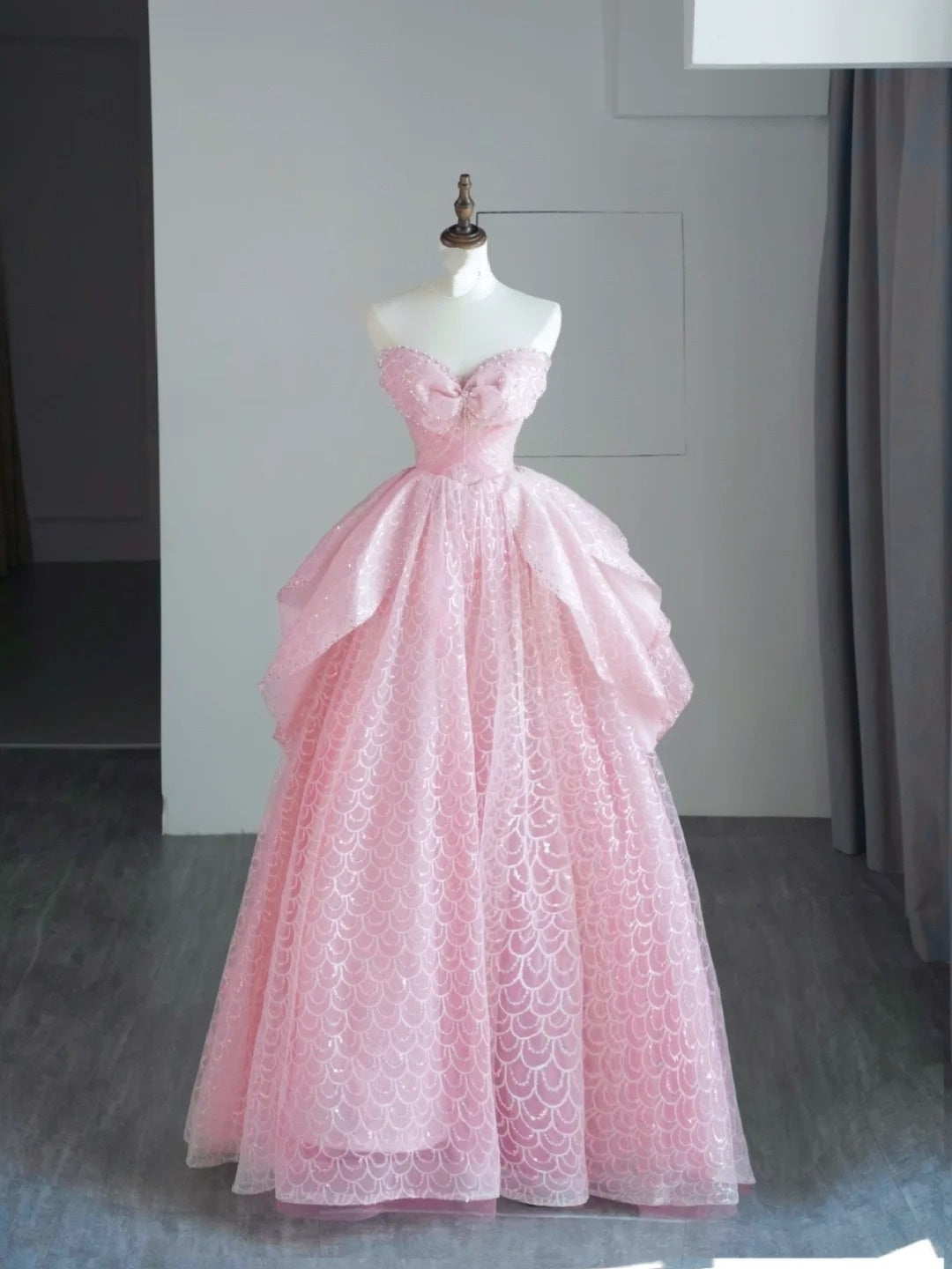 Modest Ball Gown Sweetheart Tulle Pink Long Prom Dresses For High School People Girls Formal Bridesmaid Dress N1040