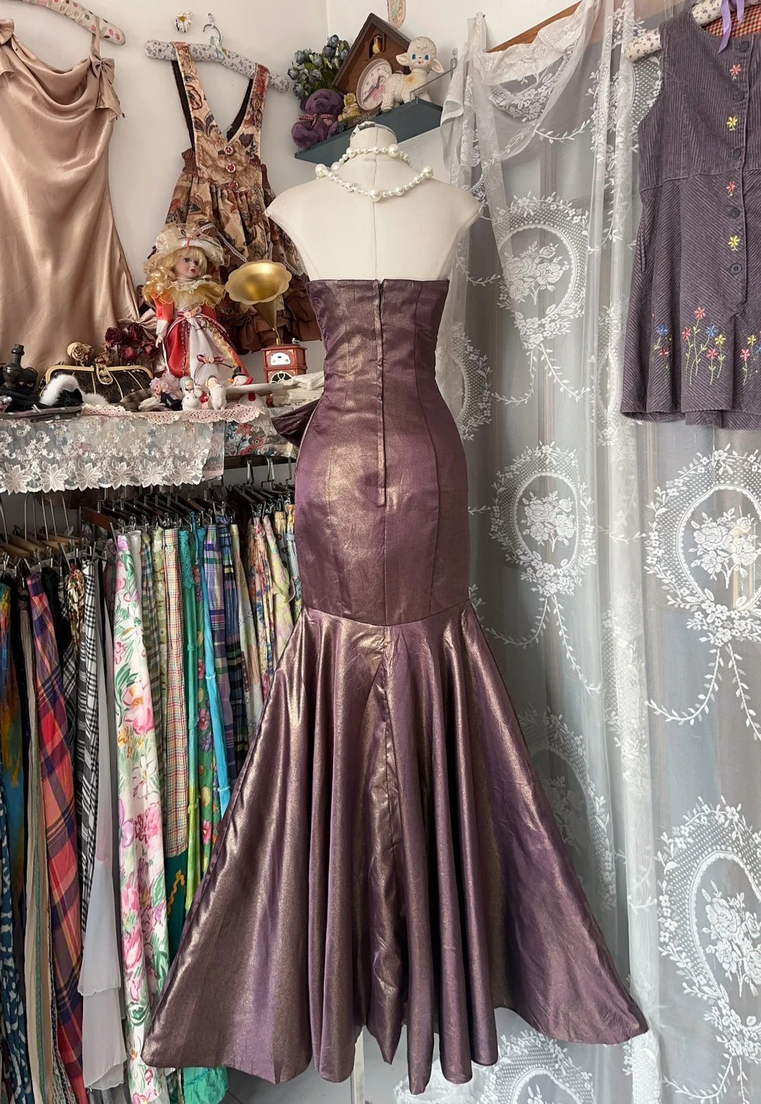 Retro Meerjungfrauen-Abendkleid, trägerlos, lang, für Teenager, Abendgarderobe, formelles Kleid N1060