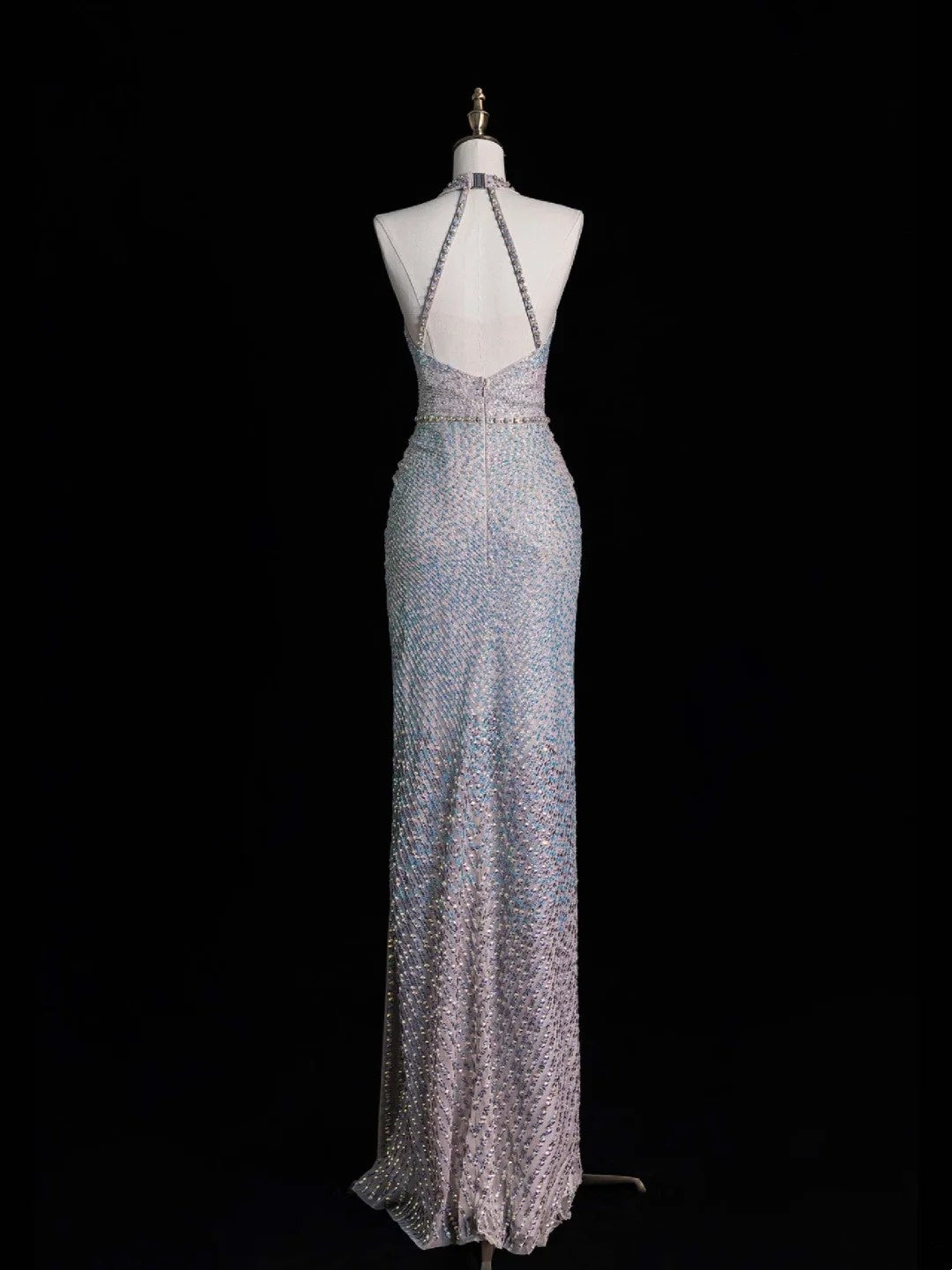 Robe de bal longue sirène élégante à sequins et plissée, dos nu, tenue de soirée formelle N568