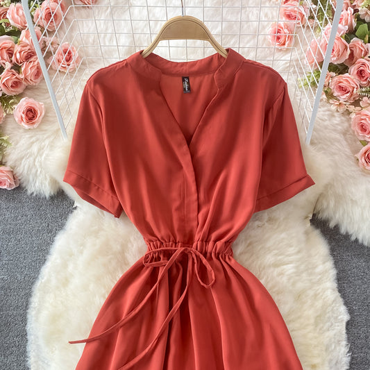 Einfaches Chiffon-A-Linien-Kleid, modisches Kleid RF0372