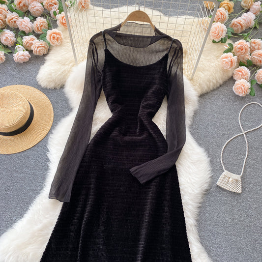Elegantes durchsichtiges zweiteiliges Kleid, modisches Kleid RF0368