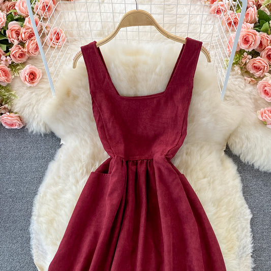 Schönes Cord-A-Linien-Kleid, modisches Kleid RF0367