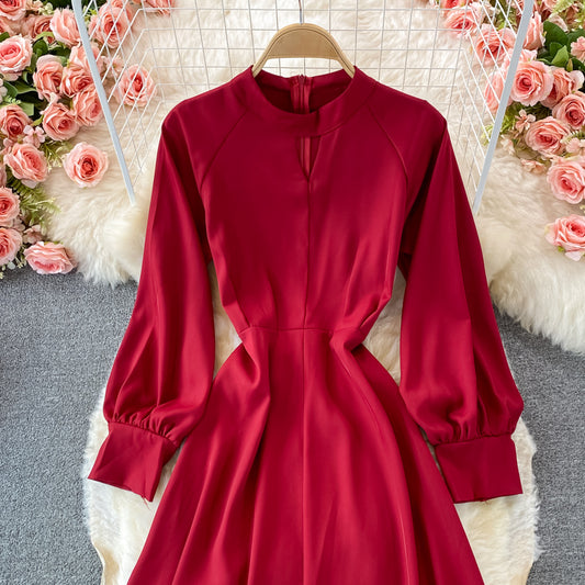 Elegantes Langarm A-Linien Kleid Fashion Dress RF0366