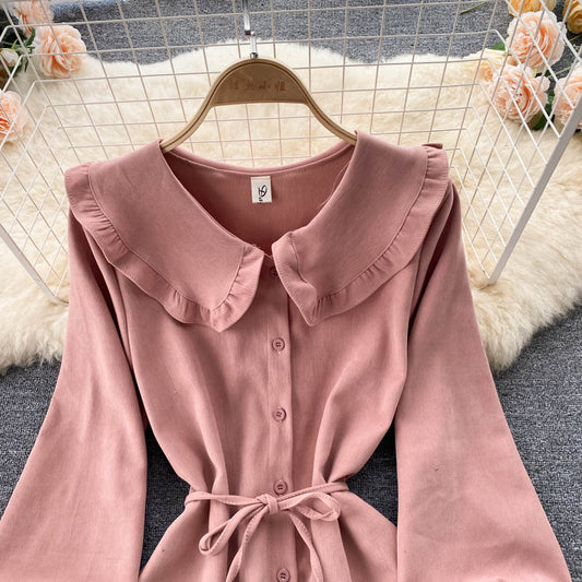 Schönes Langarmkleid in A-Linie, modisches Kleid RF0357