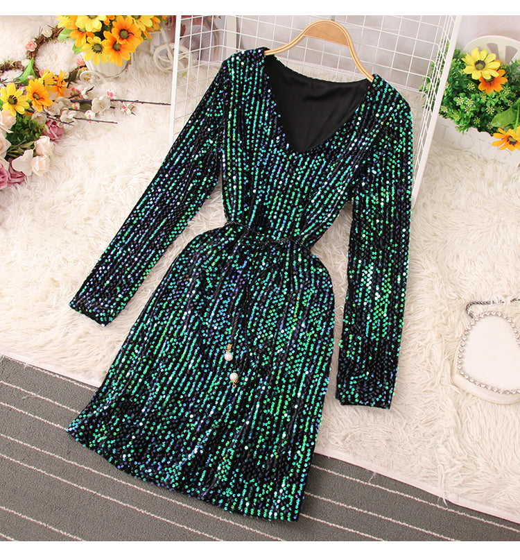 Robe courte à paillettes brillantes, robe tendance RF0224