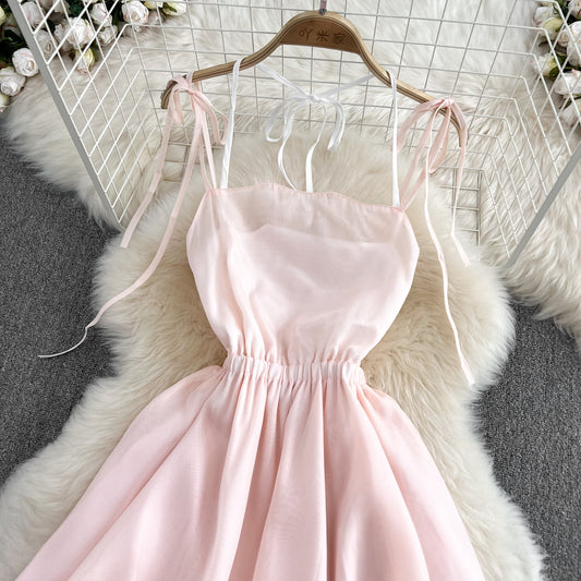 Rosa Tüll Kurzes Rückenfreies Kleid Fashion Girl Kleid RF0059