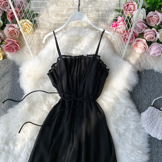 Schwarz-weißes Tüll-Kurzkleid, modisches Kleid RF0028