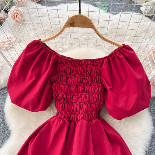 Süßes Puffärmelkleid, A-Linie Fashion Girl Kleid RF0014